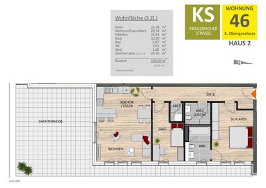 Wohnung zur Miete 2.600 € 3 Zimmer 103,9 m² 4. Geschoss Raderberg Köln 50968