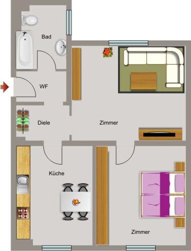 Wohnung zur Miete nur mit Wohnberechtigungsschein 339,92 € 2,5 Zimmer 61,1 m² 1. Geschoss Kurt-Spindler-Straße 19 Obermarxloh Duisburg 47166