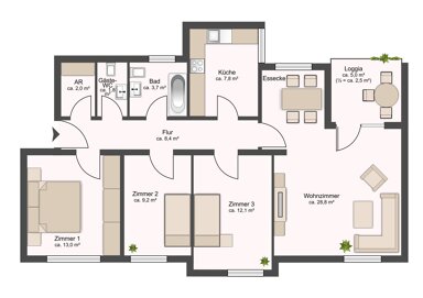 Wohnung zum Kauf 149.500 € 4 Zimmer 89,3 m² 7. Geschoss Brückenhof Kassel 34132