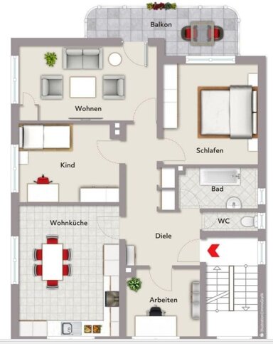 Wohnung zur Miete 1.400 € 4 Zimmer 100 m² 1. Geschoss Hunsrückstr Nordenstadt - Ost Wiesbaden 65205