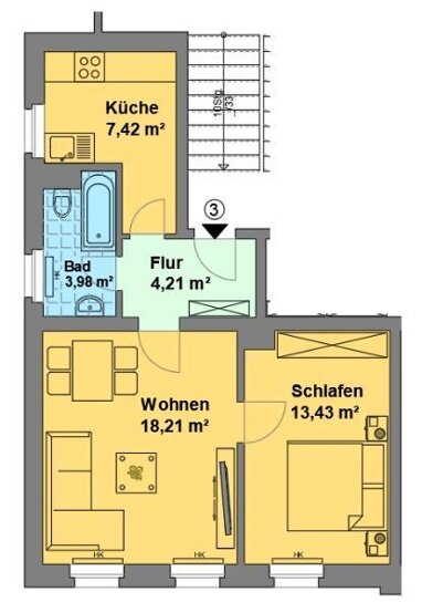 Wohnung zur Miete 293 € 2 Zimmer 47,5 m² Pleißaer Straße 23 Limbach-Oberfrohna Limbach-Oberfrohna 09212
