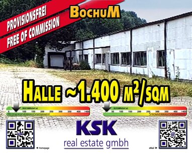Lagerhalle zur Miete Provisionsfrei 1.400 m² Lagerfläche teilbar von 1.400 m² bis 3.704 m² Wattenscheid - Mitte Bochum 44866