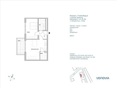 Wohnung zur Miete 646,19 € 2 Zimmer 56,2 m² 1. Geschoss Friedhofweg 8 Neckarelz Mosbach 74821