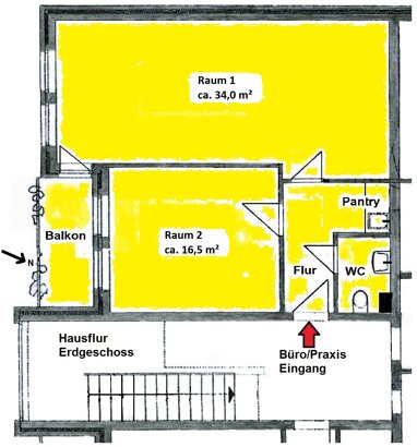 Bürofläche zur Miete 12,95 € 2 Zimmer 60,6 m² Bürofläche Brauhausstieg 23 Wandsbek Hamburg 22041