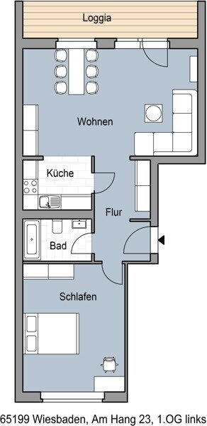 Wohnung zur Miete 680,64 € 2 Zimmer 62 m²<br/>Wohnfläche 1. Stock<br/>Geschoss 17.07.2024<br/>Verfügbarkeit Am Hang 23 Kohlheck Wiesbaden 65199