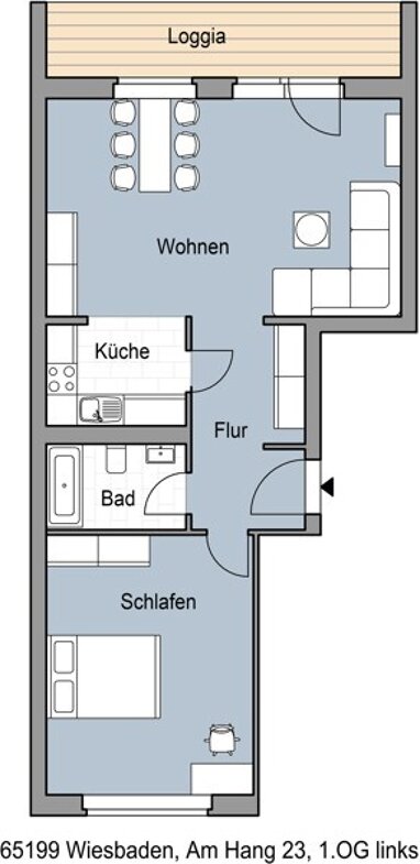 Wohnung zur Miete 680,64 € 2 Zimmer 62 m² 1. Geschoss frei ab 17.07.2024 Am Hang 23 Kohlheck Wiesbaden 65199