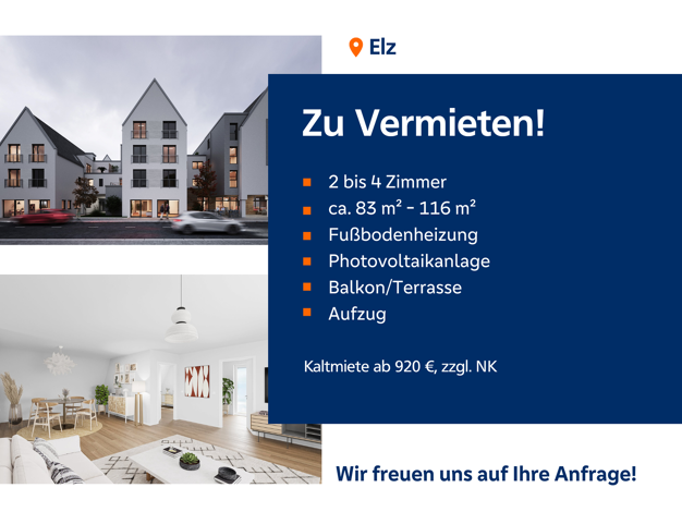 Wohnung zur Miete - Erstbezug 920 € 2 Zimmer 83 m² frei ab sofort Elz 65604