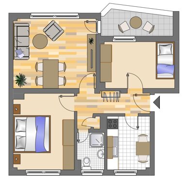 Wohnung zur Miete 459 € 3 Zimmer 56,6 m² 2. Geschoss Langforthstraße 18 Elpeshof Herne 44628