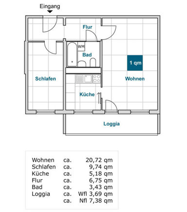 Wohnung zur Miete nur mit Wohnberechtigungsschein 391 € 2 Zimmer 49,5 m² 3. Geschoss frei ab 18.01.2025 Berthelsdorfer Weg 21 Seidnitz-Nord (Johnsbacher Weg) Dresden 01279