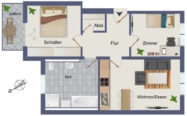 Wohnung zum Kauf 325.400 € 3 Zimmer 75,6 m² Brinckmansdorf Rostock 18055