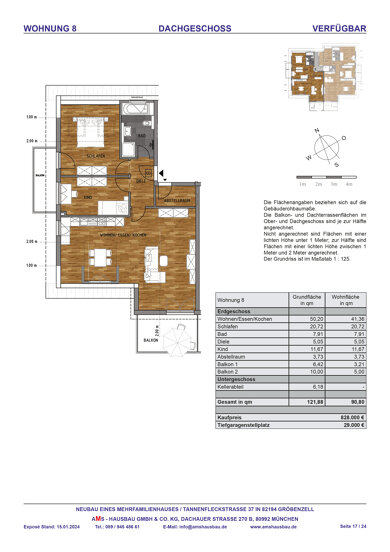 Wohnung zum Kauf provisionsfrei 828.000 € 3 Zimmer 90,8 m² 2. Geschoss Tannenfleckstraße 37 Gröbenzell 82194