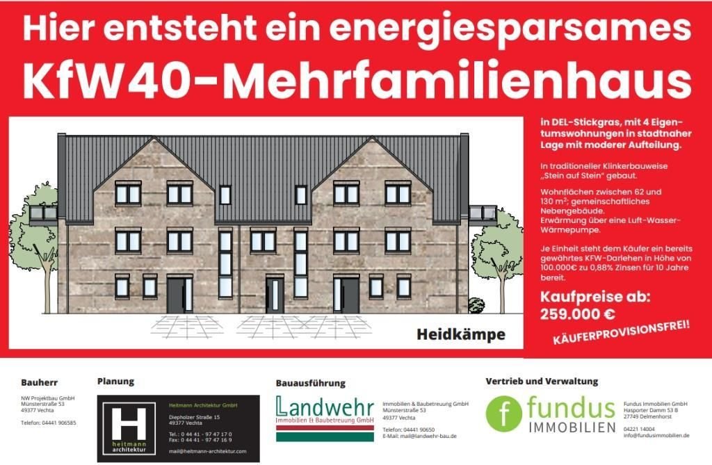 Wohnung zum Kauf 237.000 € 2 Zimmer 62 m²<br/>Wohnfläche Stickgras I - Heidkämpe Delmenhorst 27751