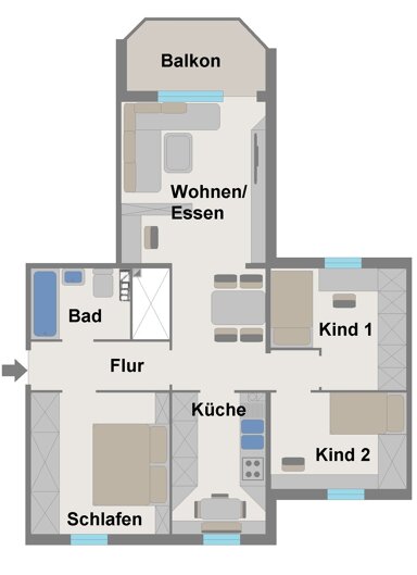 Wohnung zur Miete 595 € 4 Zimmer 75,3 m² 1. Geschoss Brunsbüttel 25541