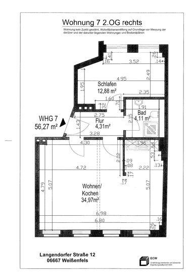 Wohnung zur Miete 290 € 2 Zimmer 56,3 m² 2. Geschoss Weißenfels Weißenfels 06667