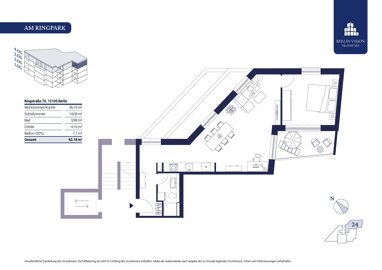 Wohnung zum Kauf 449.000 € 2 Zimmer 62,2 m² 4. Geschoss Ringstraße 70 Mariendorf Berlin 12105