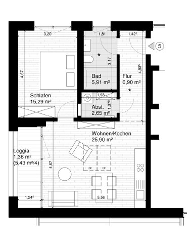 Wohnung zur Miete 590 € 2 Zimmer 55 m² Kaufbeuren Kaufbeuren 87600
