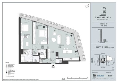 Wohnung zum Kauf 1.750.000 € 3 Zimmer 119,9 m² 45. Geschoss Wien 1220