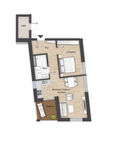 Wohnung zum Kauf Provisionsfrei 330.000 € 2 Zimmer 55,3 m² 2. Geschoss Lorenz-Krapp-Straße 2 Domberg Bamberg 96052