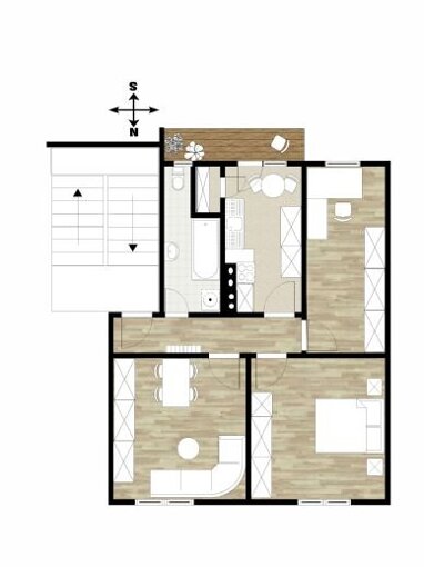 Wohnung zur Miete 560 € 3 Zimmer 70 m² 1. Geschoss Am Staden Saarbrücken 66121