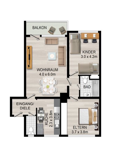 Wohnung zum Kauf 145.000 € 3 Zimmer 75 m² 2. Geschoss Stadtkern - West Düren 52349