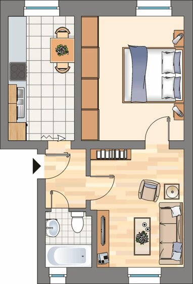 Wohnung zur Miete 314 € 2 Zimmer 40,4 m² Erdgeschoss Zum Kämpchen 8 Riemke Bochum 44807