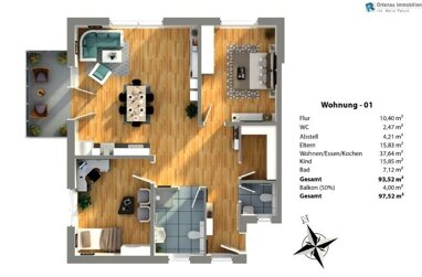 Wohnung zum Kauf Provisionsfrei 399.900 € 3 Zimmer 94,6 m² Erdgeschoss Oberschopfheim Friesenheim 77948