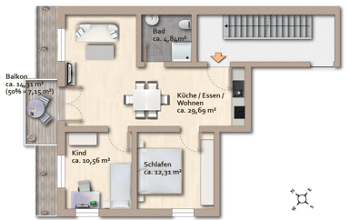 Wohnung zum Kauf 205.000 € 3 Zimmer 64,6 m² 1. Geschoss Friedhofstraße 16 Burglengenfeld Burglengenfeld 93133