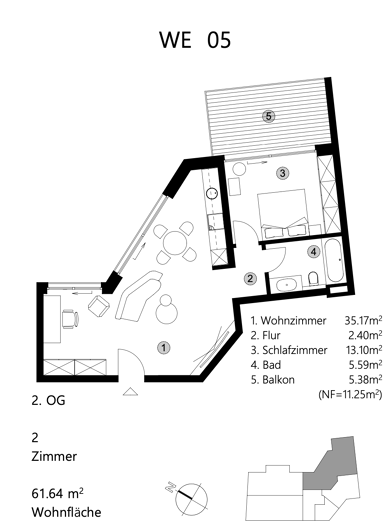 Wohnung zum Kauf 445.000 € 2 Zimmer 61 m² 3. Geschoss frei ab sofort Nauener Vorstadt Potsdam 14469