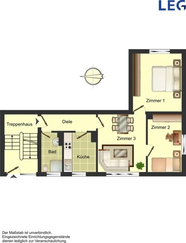 Wohnung zur Miete 380 € 3,5 Zimmer 53 m² 1. Geschoss Feldstraße 18 Rünthe Bergkamen 59192