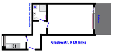 Wohnung zur Miete 400 € 1 Zimmer 38 m² 3. Geschoss Gladowstr 6, EG Links Wandsbek Hamburg 22041