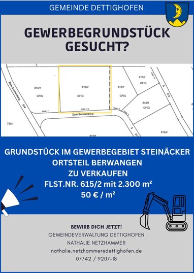 Gewerbegrundstück zum Kauf Provisionsfrei 50 € 2.300 m² Grundstück Zum Sonnenberg Berwangen Dettighofen 79802