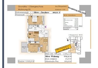 Wohnung zur Miete 406 € 3 Zimmer 74,5 m² 1. Geschoss Am Pittingerfeld 3 Wörth Wörth an der Donau 93086