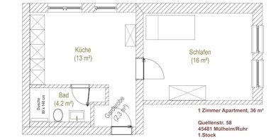 Wohnung zur Miete Wohnen auf Zeit 1.250 € 1 Zimmer 36 m² frei ab 02.09.2024 Saarn - Mitte und Mintard Mülheim an der Ruhr 45481