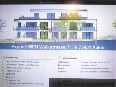 Terrassenwohnung zur Miete 1.220 € 3,5 Zimmer 89 m² Erdgeschoss Walkstr. 71 Kernstadt östl. Ziegelstr. / Hegelstr. Aalen 73431