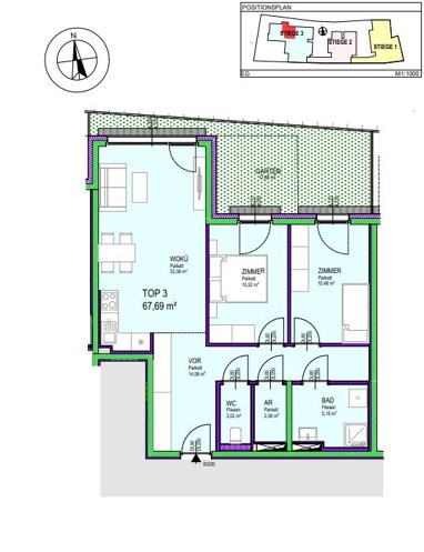 Wohnung zum Kauf 371.087,34 € 3 Zimmer 67,7 m² Groß-Enzersdorf 2301