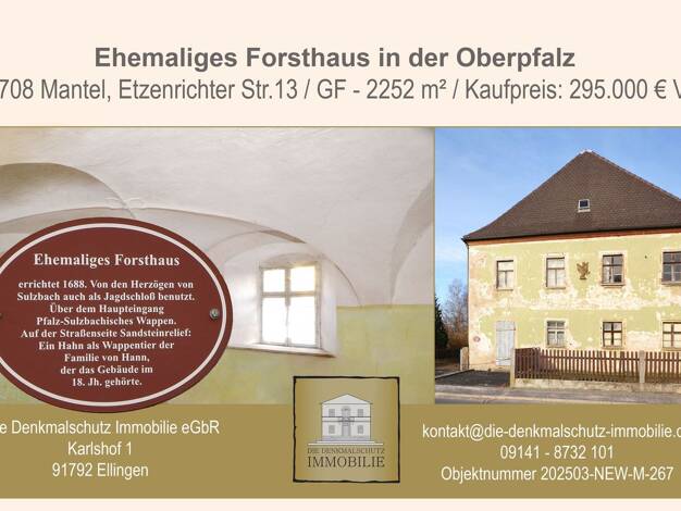 Haus zum Kauf 295.000 € 473 m² 2.252 m² Grundstück frei ab sofort Etzenrichter Str. 13 Mantel 92708