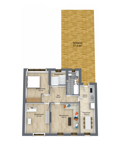 Apartment zur Miete 1.450 € 3,5 Zimmer 111,5 m² 1. Geschoss Waldstraße 24 Innenstadt Rüsselsheim am Main 65428
