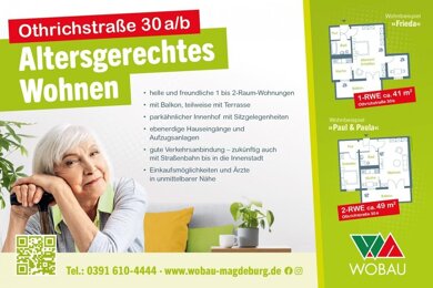 Wohnung zur Miete 232 € 1 Zimmer 42,2 m² 2. Geschoss Othrichstr. 30a Neustädter Feld Magdeburg 39128