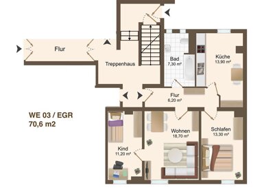 Wohnung zur Miete 388,30 € 3 Zimmer 70,6 m² Erdgeschoss Lichtenwalder Straße 34 Ebersdorf 141 Chemnitz 09131