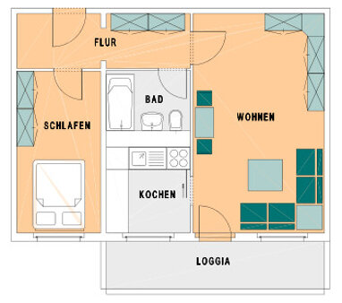 Wohnung zur Miete 372 € 2 Zimmer 49,5 m² 4. Geschoss Harthaer Straße 60 Neu-Omsewitz (Harthaer Str.-West) Dresden 01169
