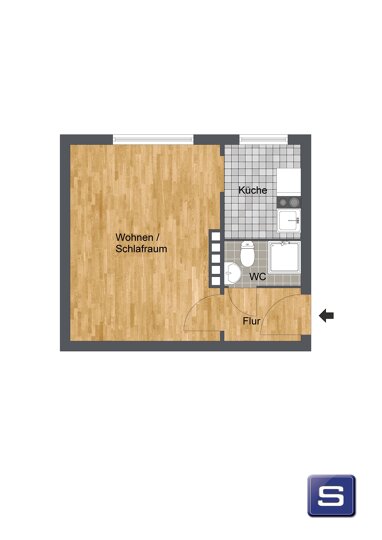 Wohnung zur Miete 280 € 1 Zimmer 26 m² 3. Geschoss Heinrichstadt Wolfenbüttel 38300