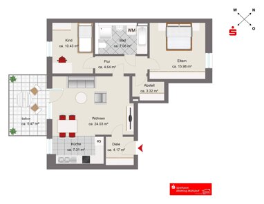 Wohnung zum Kauf Provisionsfrei 419.000 € 3 Zimmer 82,4 m² 1. Geschoss Burghausen Burghausen 84489
