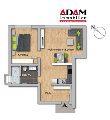 Wohnung zur Miete 650 € 2 Zimmer 54 m² Graf-J.-Reinhardstraße 3 Willstätt Willstätt 77731