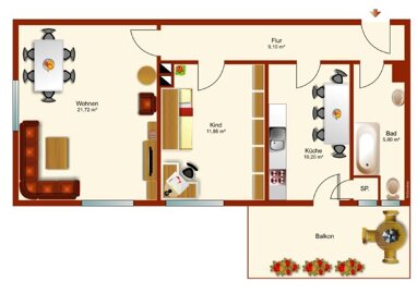 Wohnung zur Miete 445 € 2 Zimmer 60 m² 1. Geschoss Besanstr. 55 Blumenthal Bremen 28777