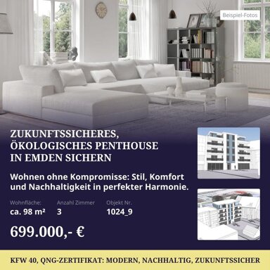 Wohnung zum Kauf 699.000 € 3 Zimmer 97,8 m² 4. Geschoss Abdenastraße 2 Stadtzentrum Emden 26721