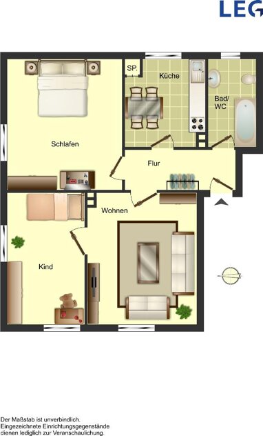 Wohnung zur Miete 519 € 3 Zimmer 56,7 m² 1. Geschoss Nelkenstraße 4 Kirchweyhe Weyhe 28844