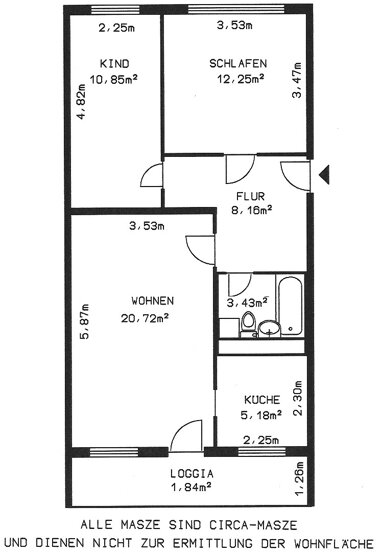 Wohnung zur Miete 375 € 3 Zimmer 62,4 m² 5. Geschoss Gubener Str. 46 Prohlis-Nord (Gubener Str.) Dresden 01237