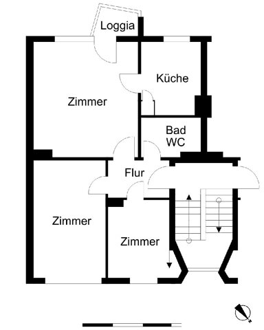 Wohnung zur Miete 326 € 3 Zimmer 54,2 m² 3. Geschoss frei ab 01.02.2025 Am Oberhamm 130 B Geestemünde - Süd Bremerhaven 27570