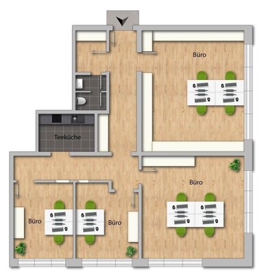 Büro-/Praxisfläche zur Miete Provisionsfrei 912 € 4 Zimmer 104 m² Bürofläche Laufamholz Nürnberg 90482