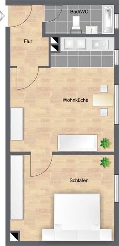 Wohnung zur Miete 416 € 1 Zimmer 33 m² 3. Geschoss frei ab 12.03.2025 Elisabethstr. 33 Lechhausen Augsburg 86167